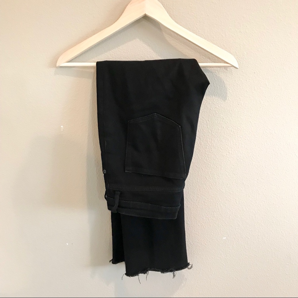 Everlane High Waisted Black Ankle Raw Hem Denim
